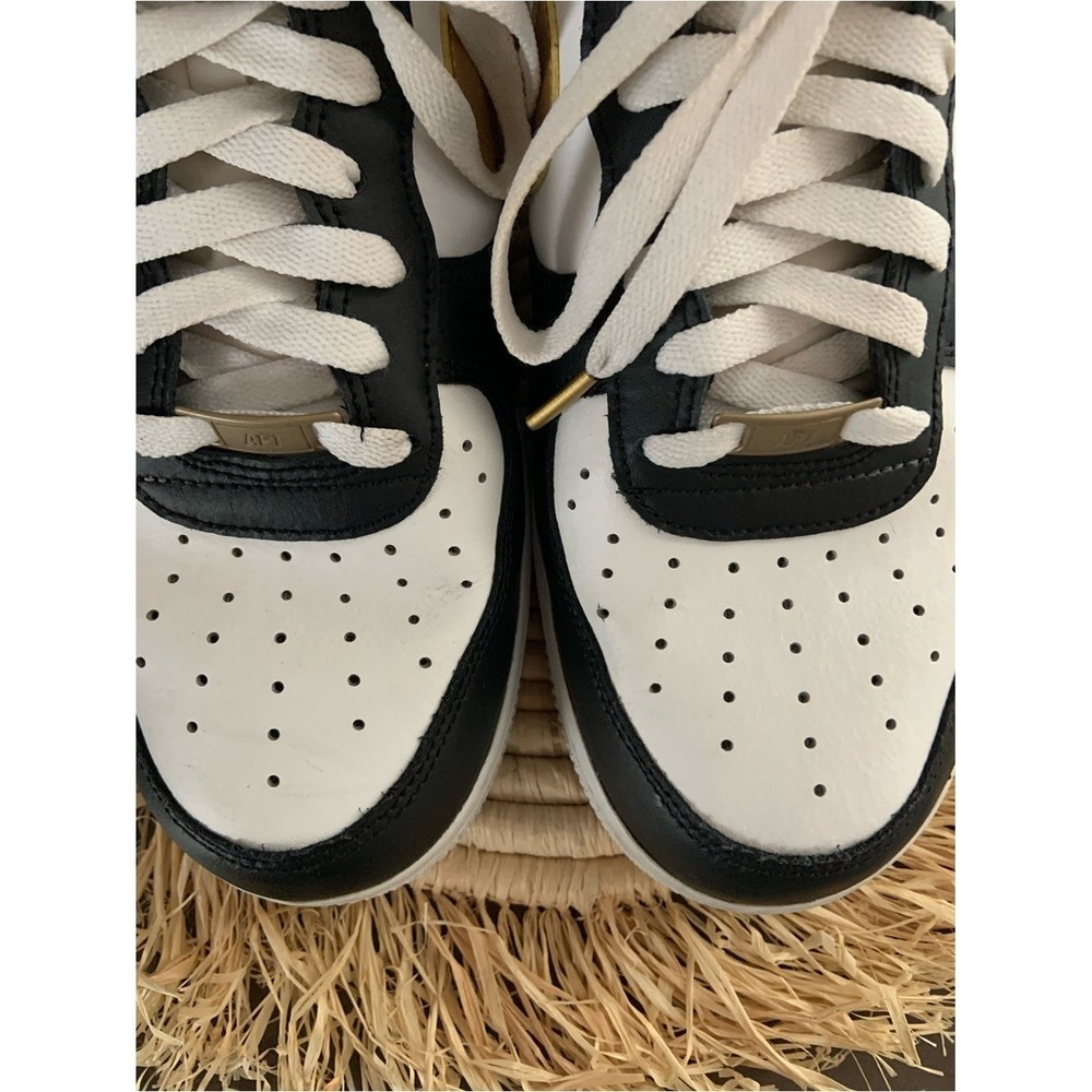 NIKE Men's Air Force One Black White Gold Sneakers Size‎ 10.5 - Picture 5 of 16
